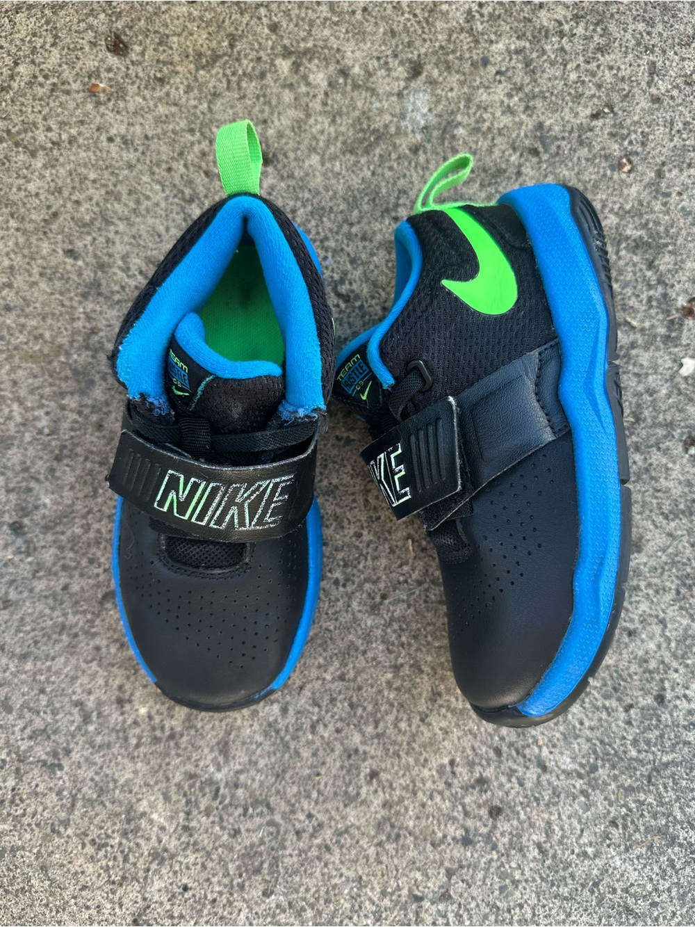 Nike Kids Black, Blue & Green Velcro Athletic Sneakers